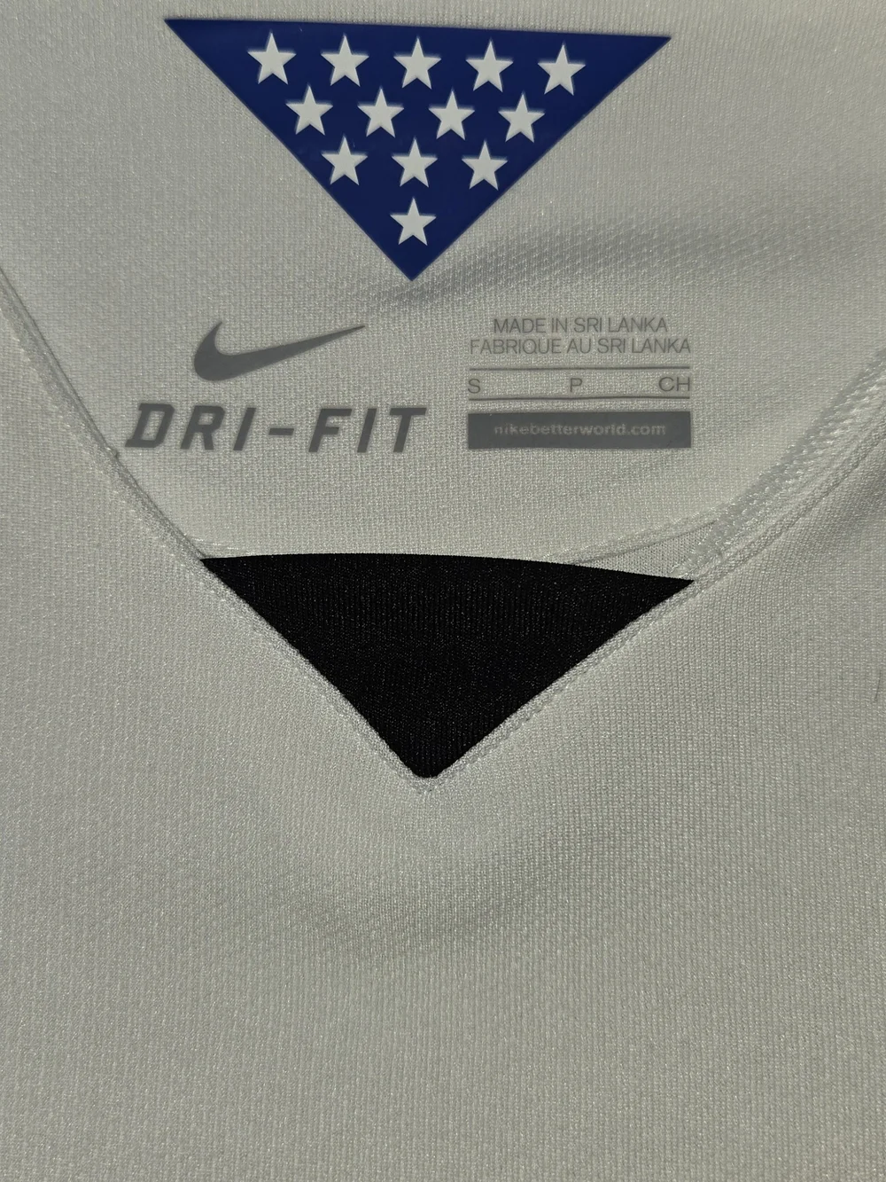 Nike White Soccer Jersey with Black and Blue Details